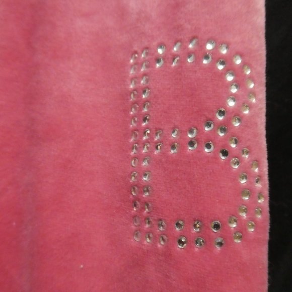 BCBG MAX AZRIA | large | Y2K Extremely Soft Pink Velour Pants | Sequin Letters - Picture 11 of 16